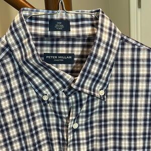 Peter Millar Blue and White Casual Button Down Shirt